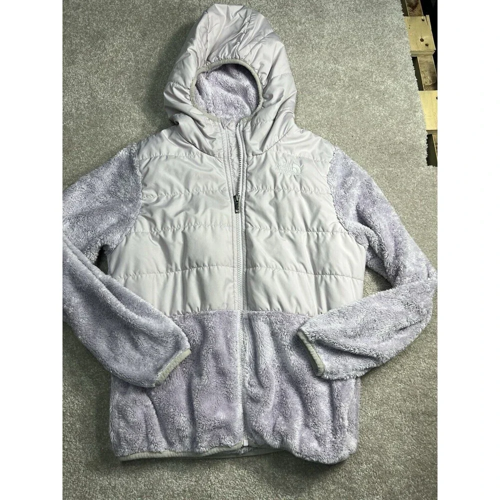 The North Face Girls Mashup Sherpa Hooded Full Zip Jacket Lavender Fog XL